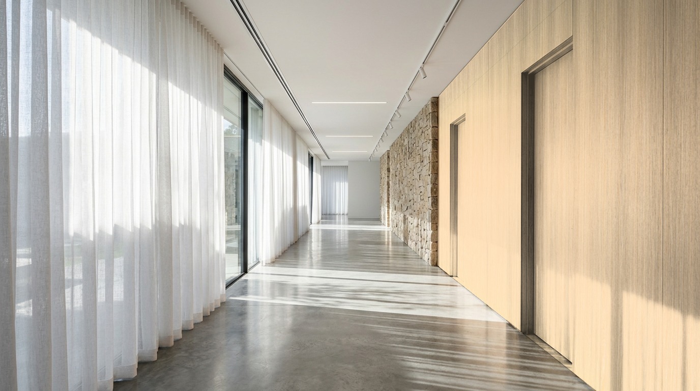 Verdi slip matched hallway wall